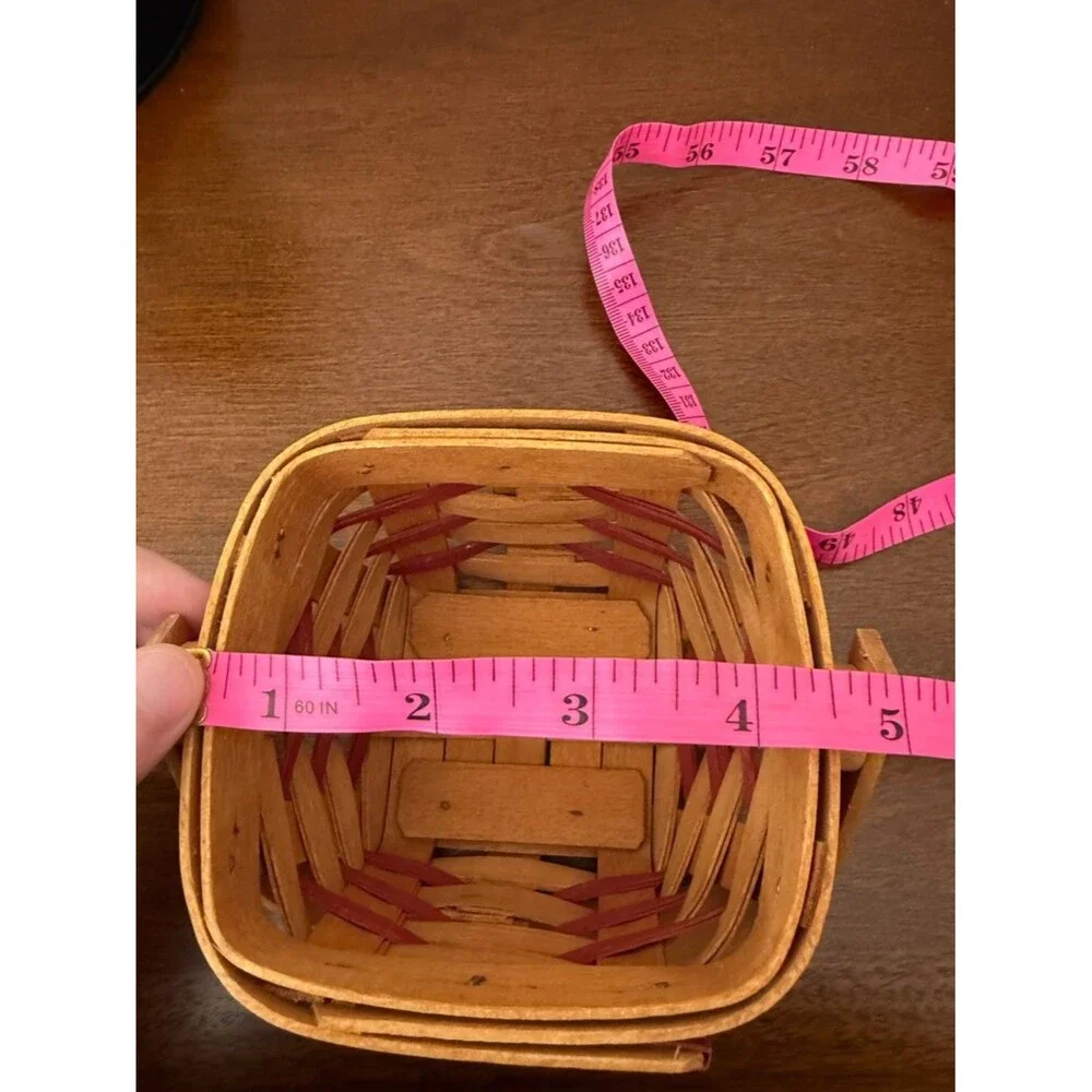 Longaberger Mini Basket 1997 Handwoven Red Trim Dresden Ohio USA